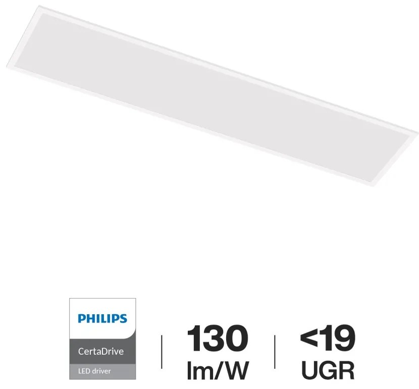 Pannello LED 120x30 44W BACKLIGHT, 130lm/W, UGR19 - PHILIPS CertaDrive Colore  Bianco Naturale 4.000K