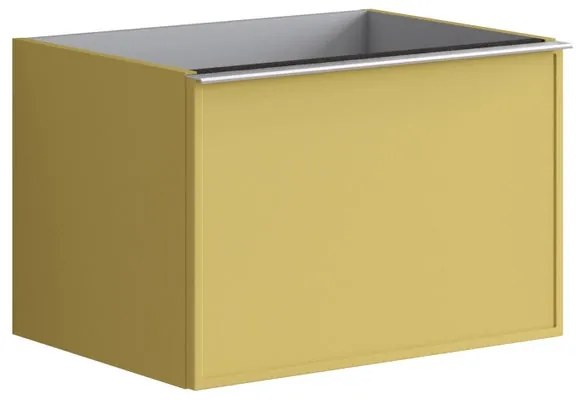 Mobile da bagno sotto lavabo Pixel frame giallo laccato L 60 x H 40 x P 45.5 cm 2 cassetti, lavabo non incluso