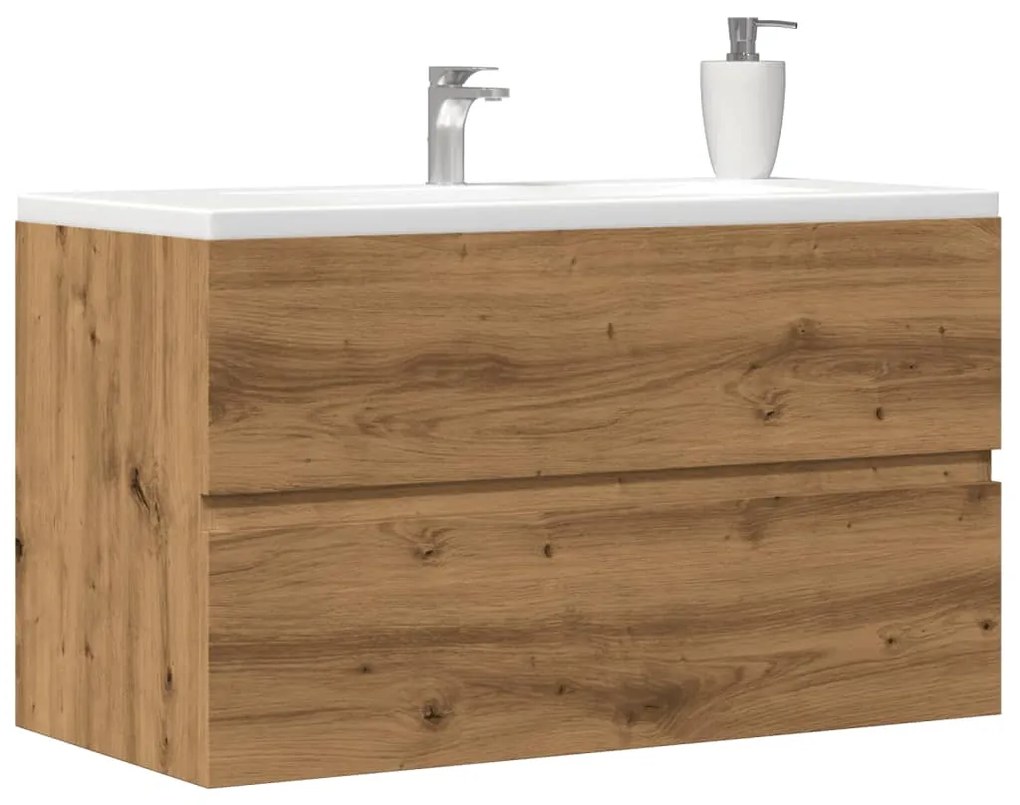 Mobile Lavabo Rovere Artigianale 90x38,5x45 Cm İn Truciolato /