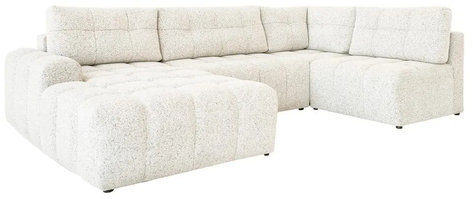 Divano angolare componibile color crema allungabile/con contenitore (con penisola a sinistra) Lulu – Miuform