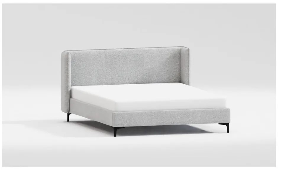 Letto matrimoniale imbottito grigio con griglia 200x200 cm Basti - Ropez