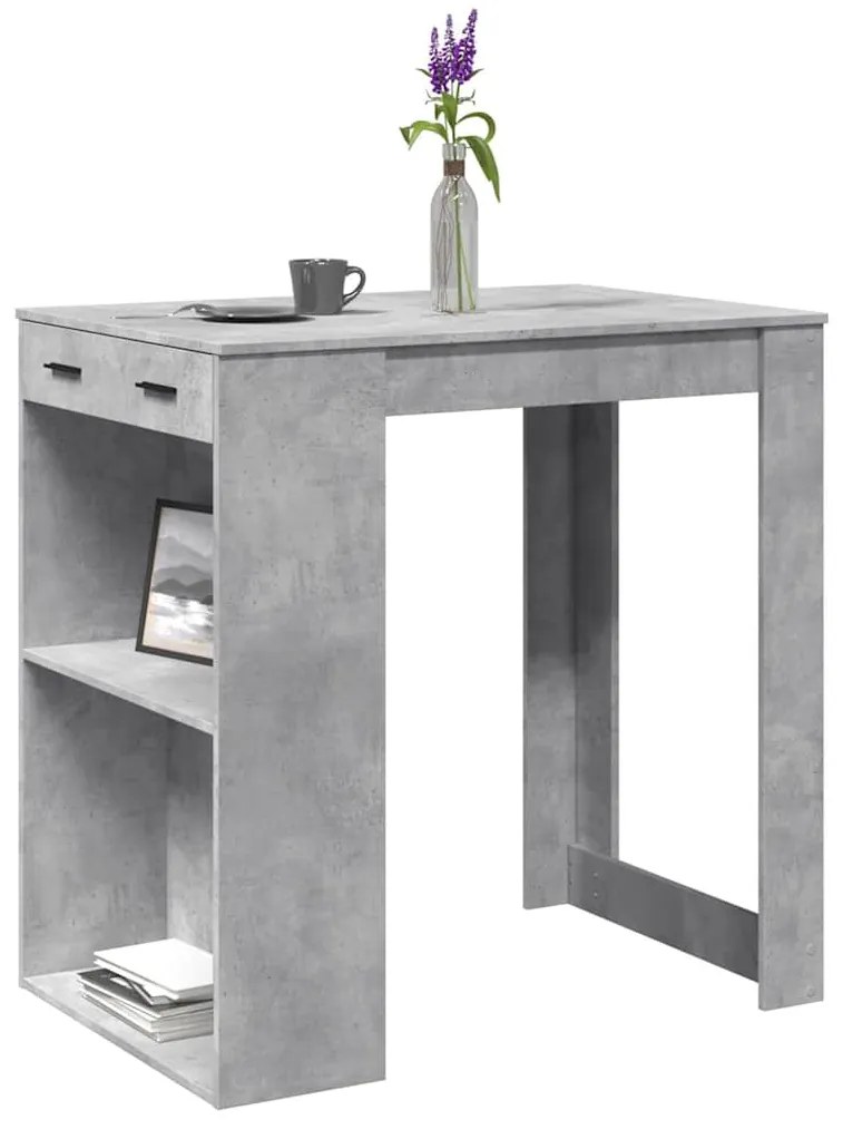 Tavolo da bar grigio cemento 102x70x103,5 cm in truciolato