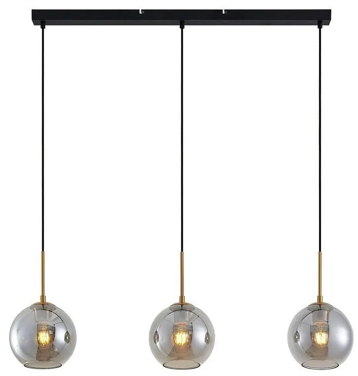 Lindby - Hiwana 3 Lampada a Sospensione Smoke/Brass Lindby