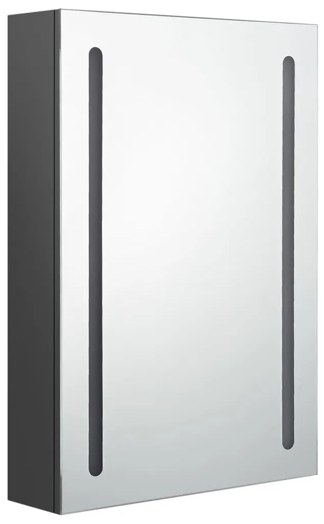 Armadietto bagno con specchio e led grigio 50x13x70 cm
