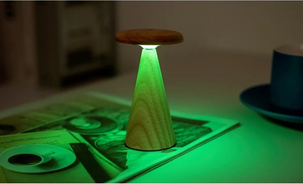 Lampada da tavolo LED di colore naturale con paralume in legno (altezza totale 14 cm) Sylva – Gingko