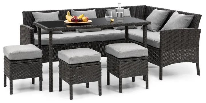 blumfeldt Titania Dining Lounge Set Mobili da Giardino nero/grigio chiaro