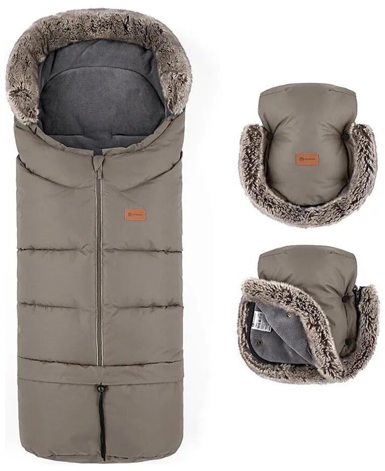 PETITE&amp;MARS - SET Coprigambe per bambini 4in1 ARCTIC + stroller mano muffs Mocha Mousse