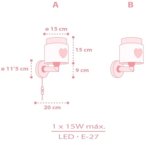 Dalber 76019S - Applique per bambini BABY DREAMS 1xE27/15W/230V rosa