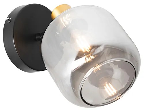 Faretto da soffitto di design nero con oro e vetro fumé - Zuzanna