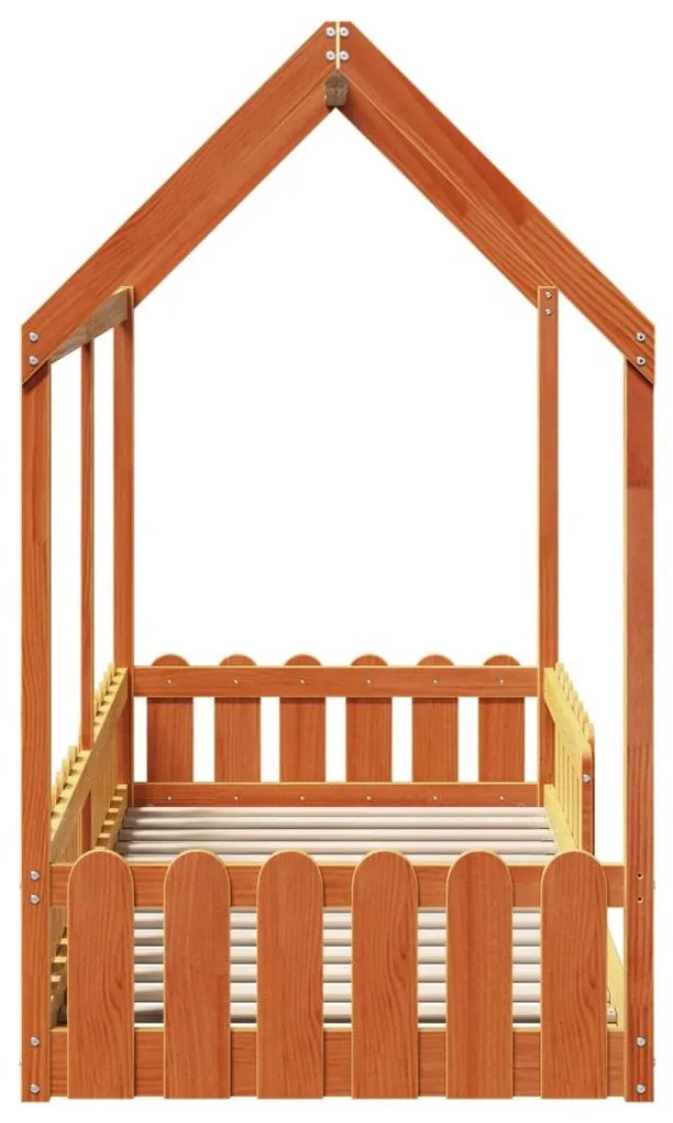 Giroletto casetta bambini marrone cera 80x200 cm massello pino
