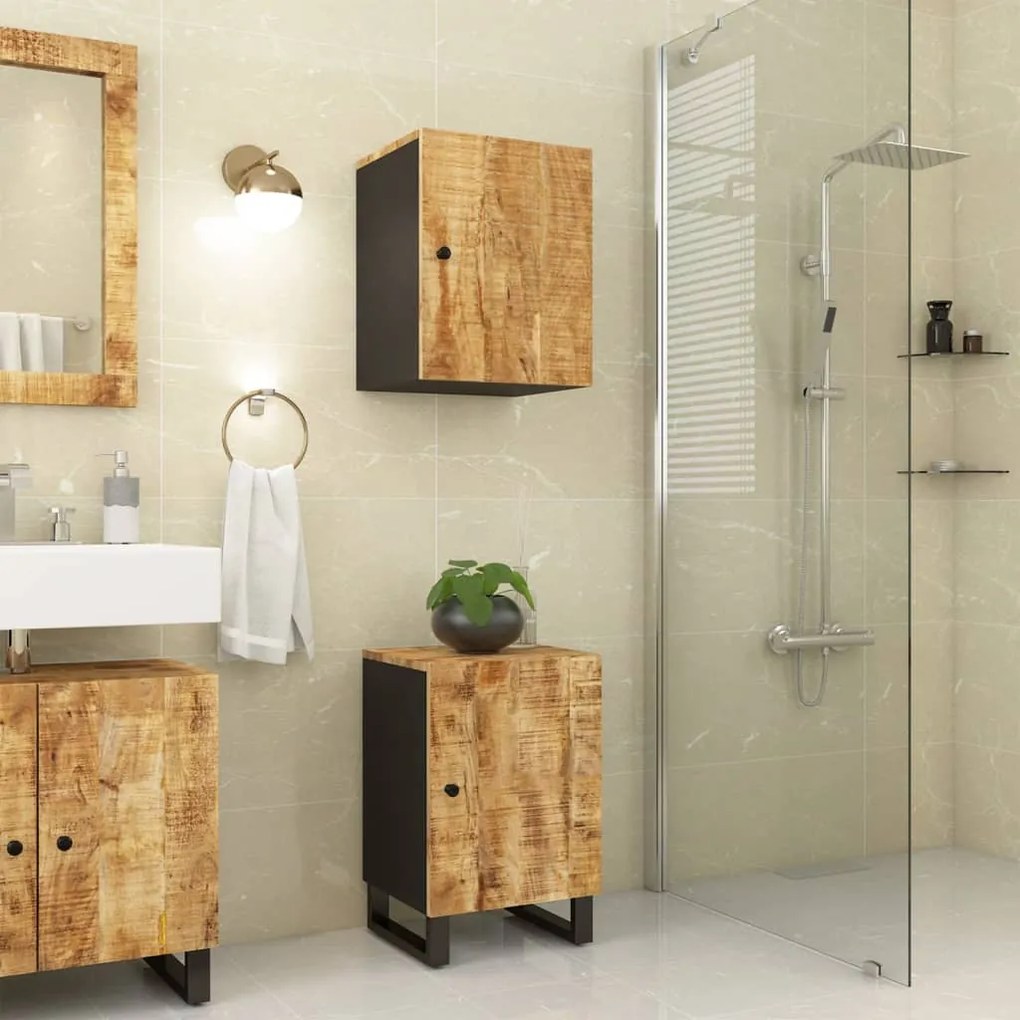 Mobile Da Bagno 38x33x58 Cm İn Legno Massello Di Mango /