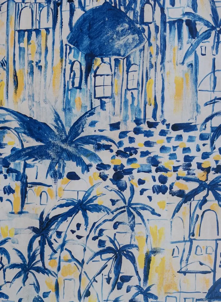 MINDTHEGAP Tapete Rhodes Mural - Taupe/ Indigo/ Yellow
