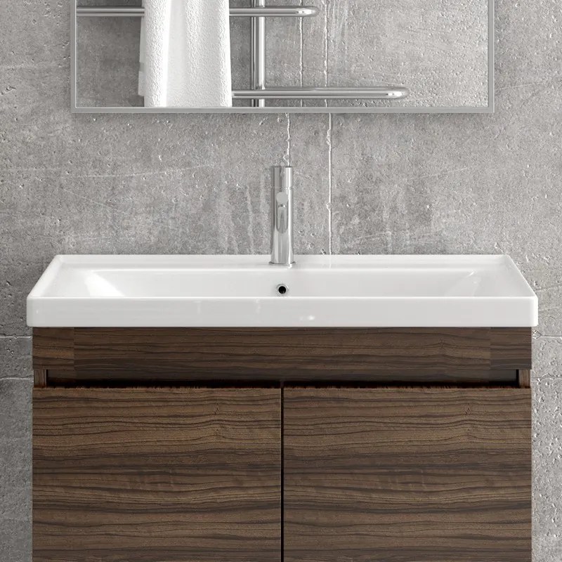 Mobile bagno a terra 80 cm lavabo integrato e due ante SV-80T - KAMALU