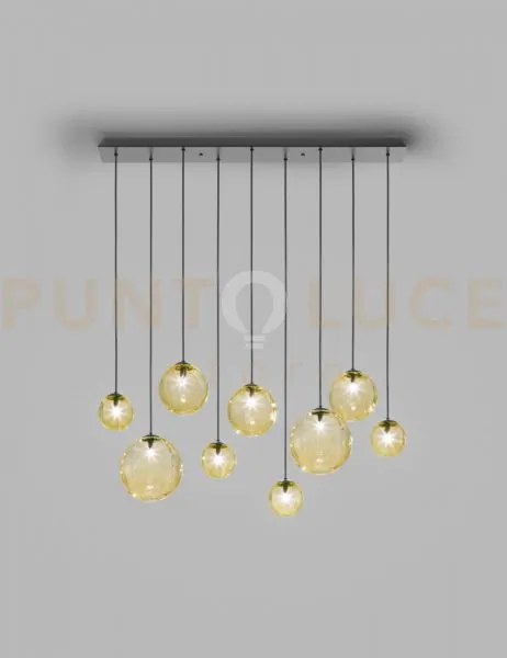 Puppet sospensione l9 ambra trasparente nero opaco 9 luci attacco  g9
