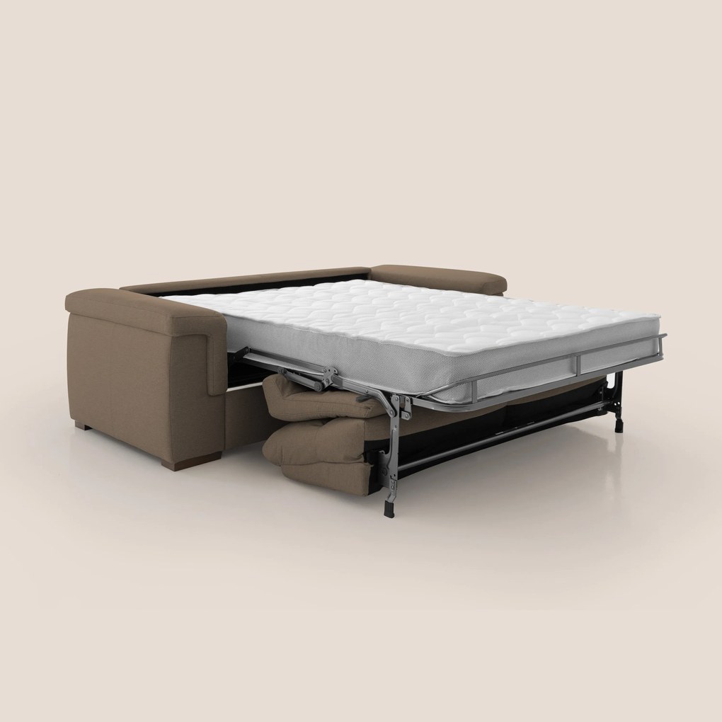 Magnolia divano letto con materasso alto 18 cm morbido schienale alto in tessuto smacchiabile T05 marrone