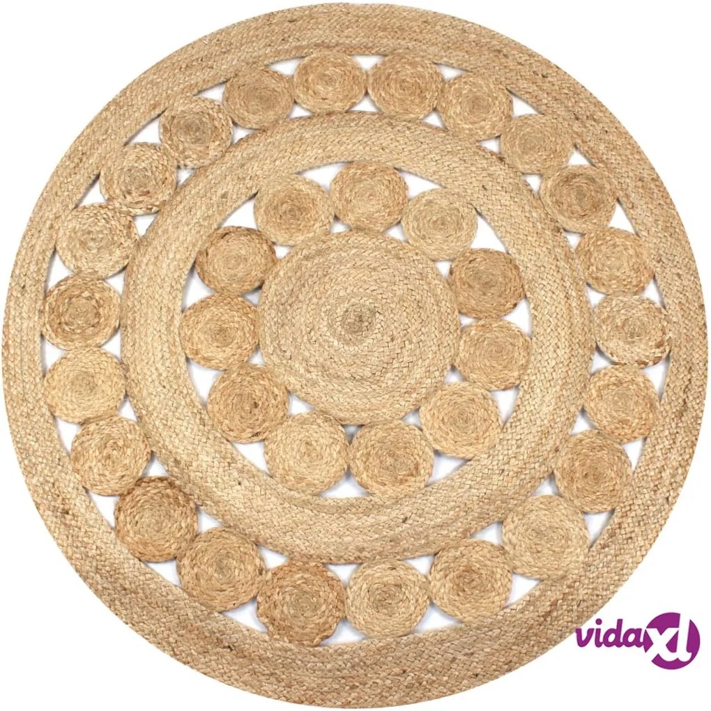 vidaXL Tappeto in Juta Intrecciata con Disegno 120 cm Rotondo