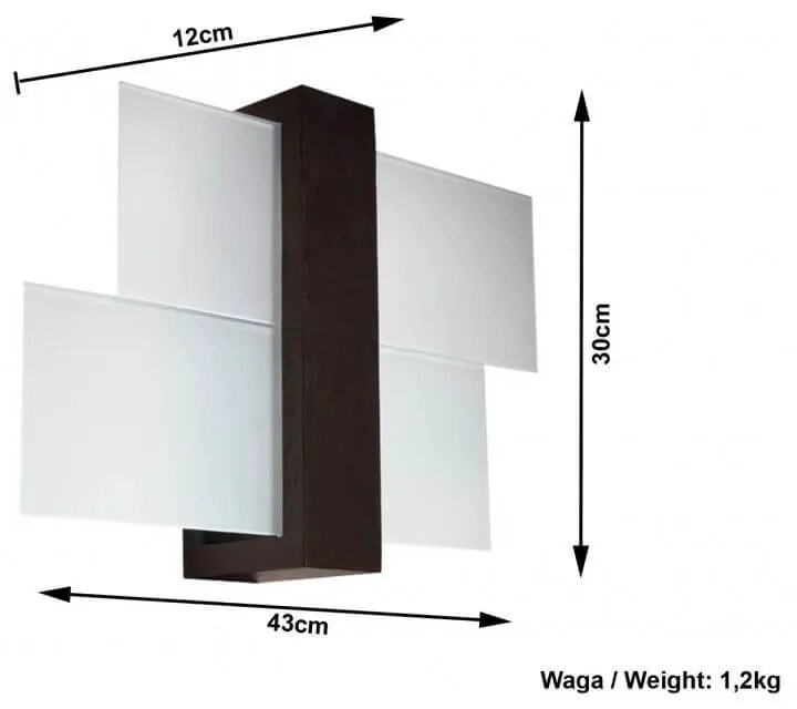 Applique da Parete Legno Wenge e Vetro FENIKS 1 E27 da Interno Colore del corpo Wenge