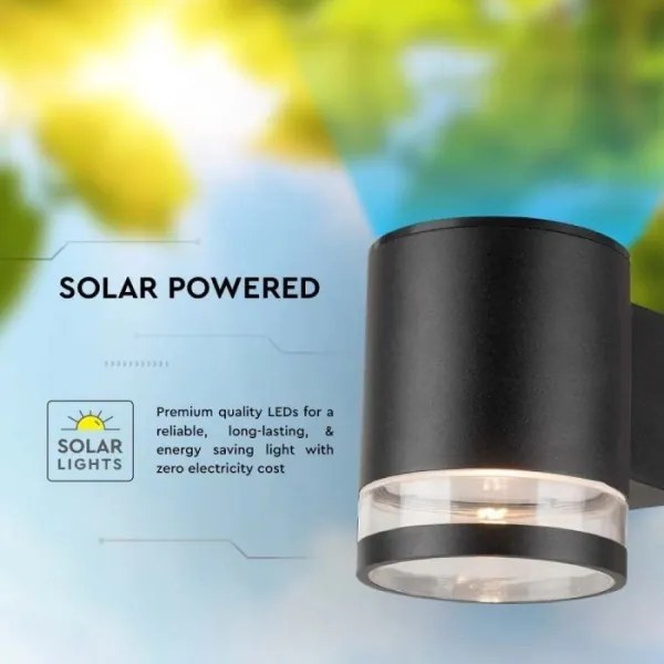 Applique LED solare da esterno LED/1W/3,7V 3000K IP54 nero