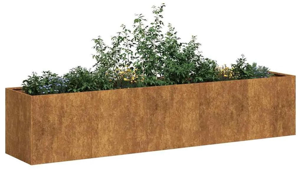 Fioriera Arrugginita 200x40x40 Cm İn Acciaio Corten /