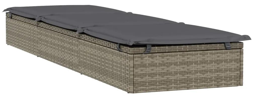 Lettini Prendisole 2pz con Tavolino Grigio in Polyrattan