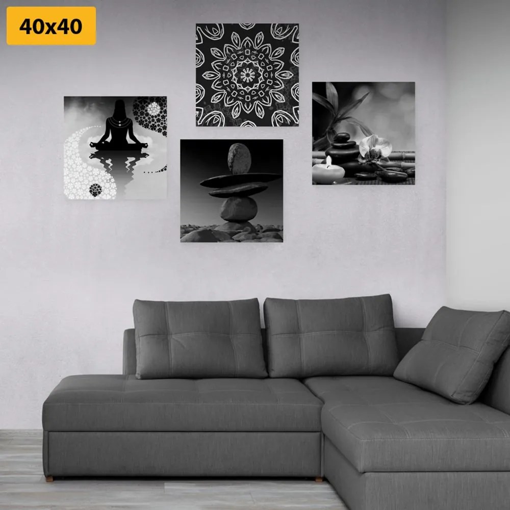 Set di quadri – Armonia Feng Shui in bianco e nero