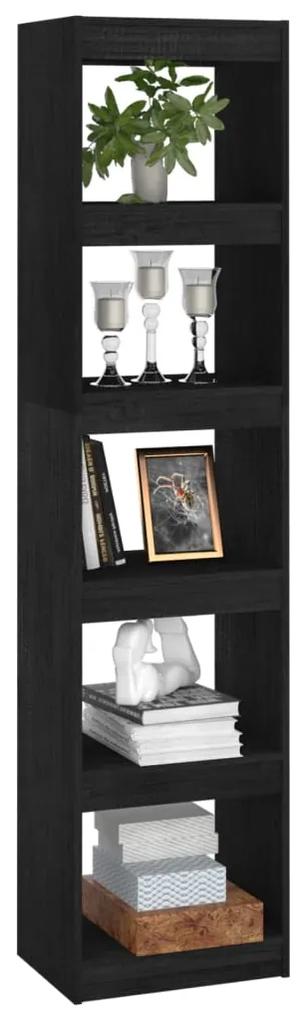 Libreria/divisorio nero 40x30x167,5 cm in massello di pino