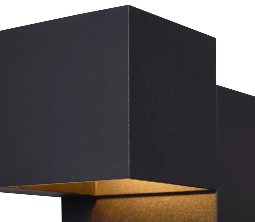 Lampada da parete moderna nera 2 luci - Transfer Double