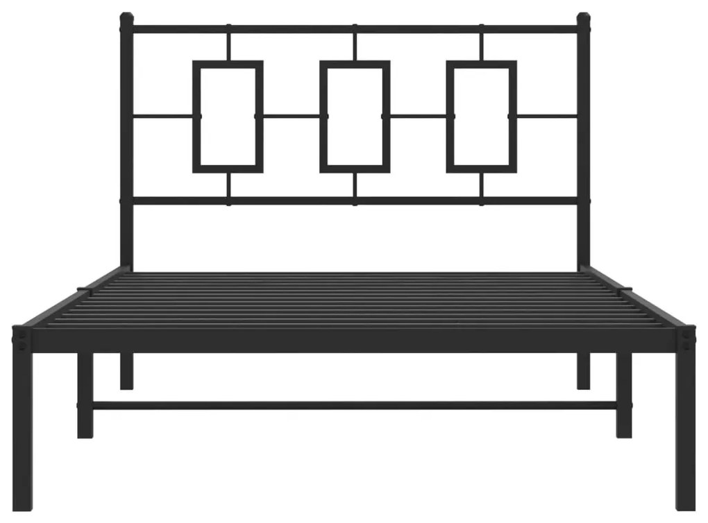 Giroletto con testiera in metallo nero 107x203 cm