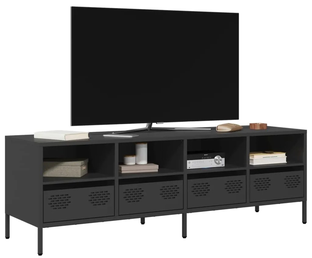 Mobile Tv Nero 135x39x43,5 Cm İn Acciaio Laminato A Freddo /