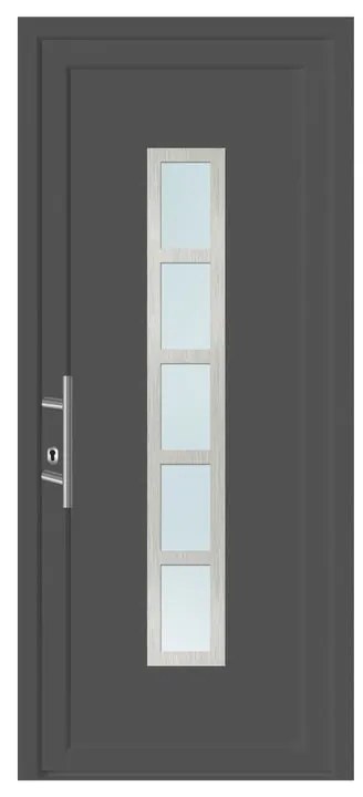 Portoncino d'ingresso 20011 L 80 x H 210 cm in PVC antracite, apertura spingere a destra, falso telaio non incluso