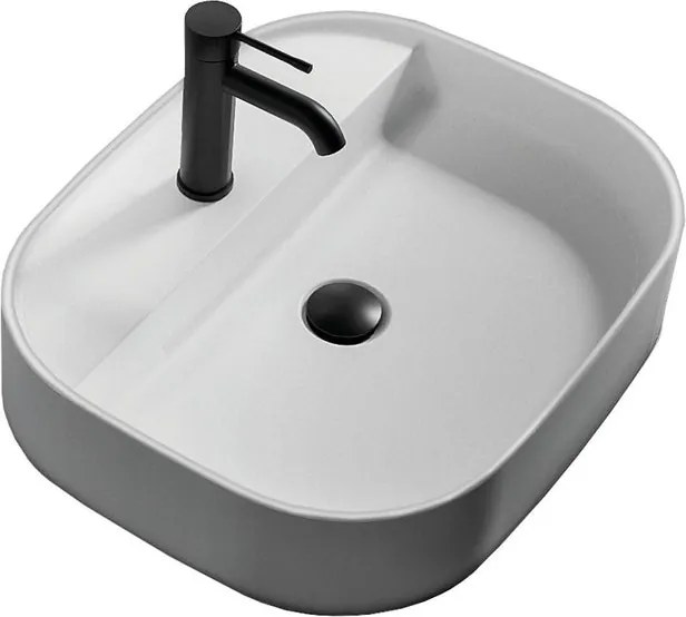 Lavabo da appoggio Eklettica semicircolare in ceramica L55XP45XH11 cm bianco