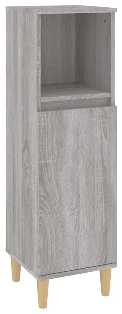 Armadietto bagno grigio sonoma 30x30x100cm in legno multistrato