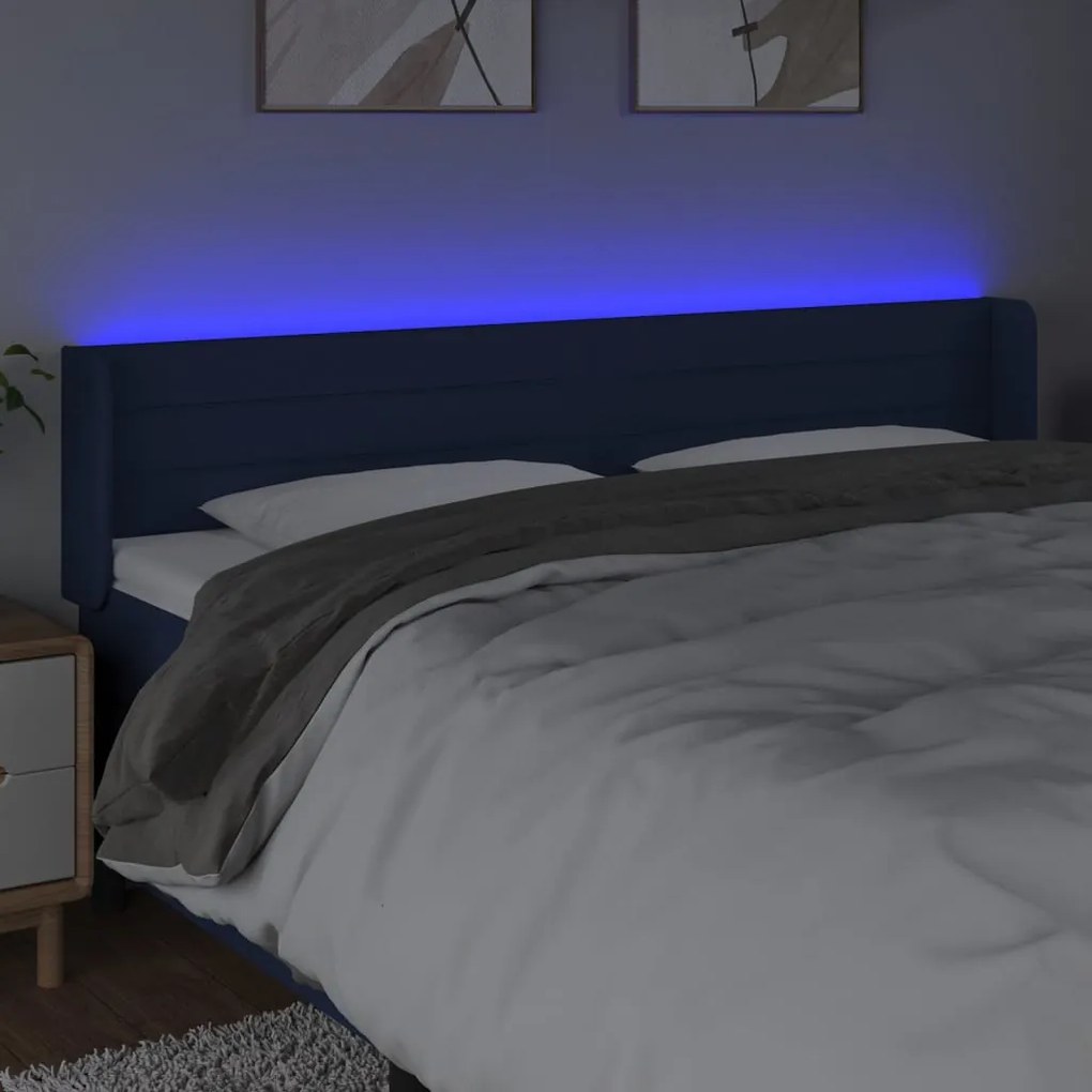 Testiera a led blu 203x16x78/88 cm in tessuto