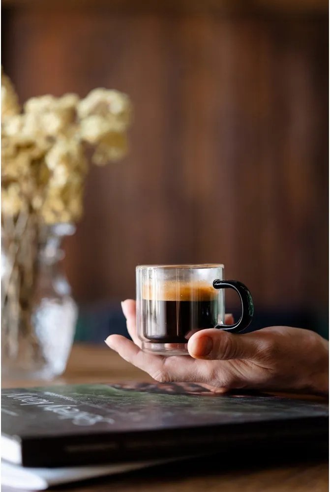 Set di 2 tazze da espresso in vetro da 80 ml Carbon - Vialli Design