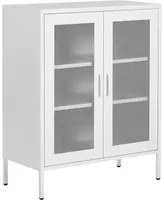 Credenza a 2 ante in acciaio bianco Mobili per ufficio a casa Ripiani Tappi per gambe Design industriale