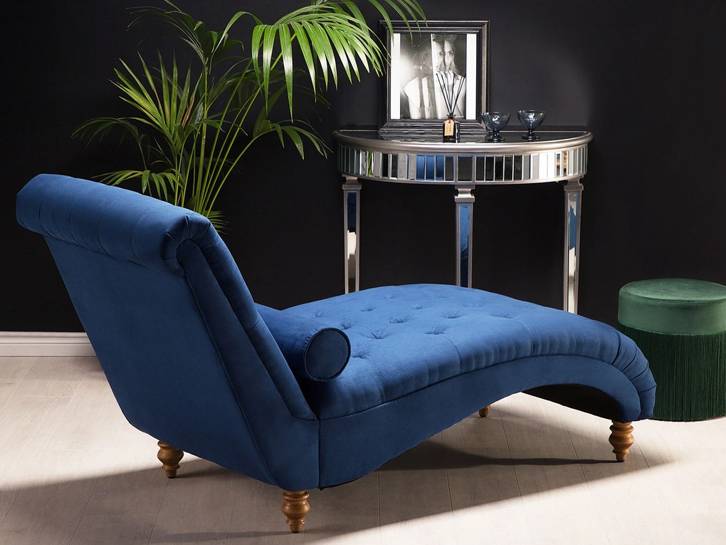 Chaise longue in tessuto blu MURET Beliani
