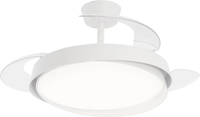 Ventilatore da soffitto LED Khung pale retrattili trasparenti, struttura bianca ø 105 cm silenzioso con telecomando INSPIRE