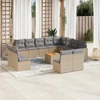 Set Divano da Giardino 13 pz con Cuscini Beige Misto Polyrattan 3256703