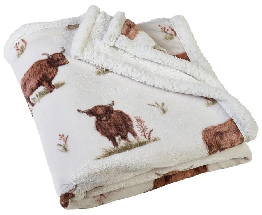 Coperta marrone e beige in micropile 130x170 cm Angus Highland Cow – Catherine Lansfield