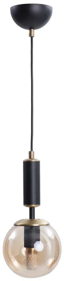 Lampada a sospensione giallo-nera con paralume in vetro ø 15 cm Hector - Squid Lighting