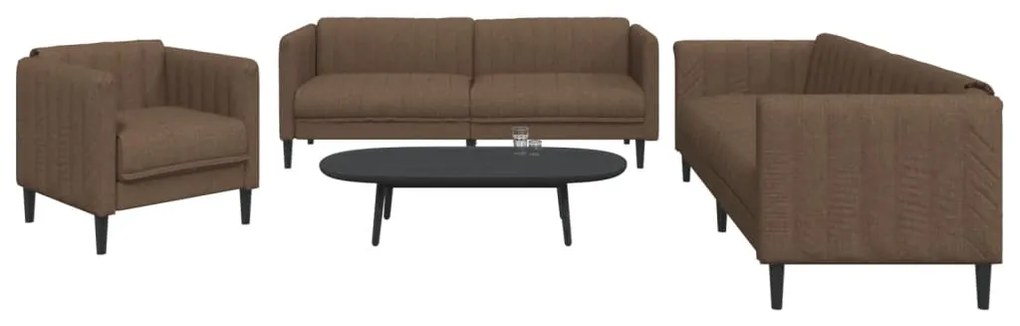 Set Di Divani 3 Pz Marrone İn Tessuto /