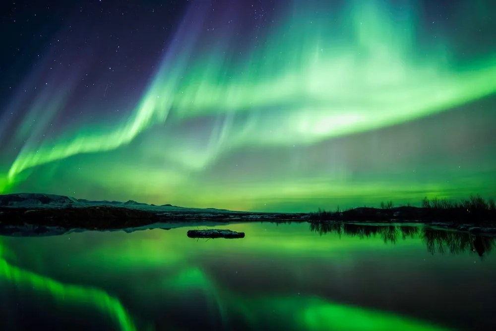 Stampa su tela – Aurora boreale verde