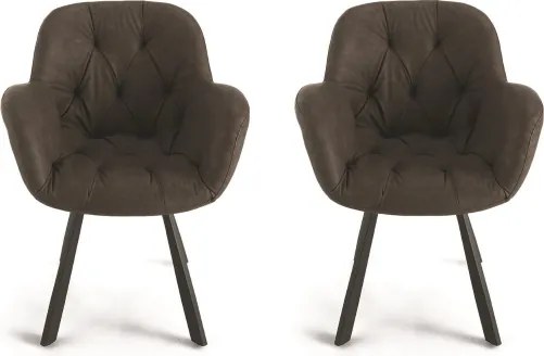 Sedia da soggiorno in ecopelle Marrone gambe metallo CELIA Set 2 pz