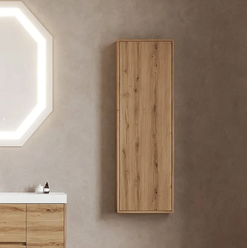 Colonna per mobile bagno PORTOFINO 1 anta P 16 x L 33.7 x H 139 cm rovere oro