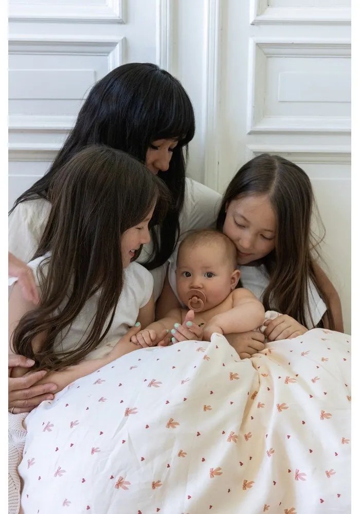 Set copripiumino e federa da bambini giallo chiaro/rosa in cotone organico per letto singolo 140x200 cm Bows – Cam Cam Copenhagen