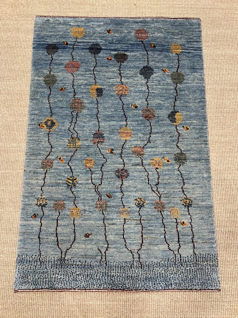 Loribaft Tappeto 80 x 120 Blu (Iran) Annodato A Mano