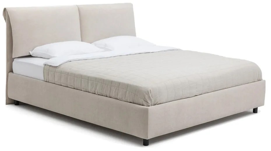 Letto matrimoniale imbottito beige con contenitore con rete inclusa 160x200 cm Myra Pillow – Bonami Selection