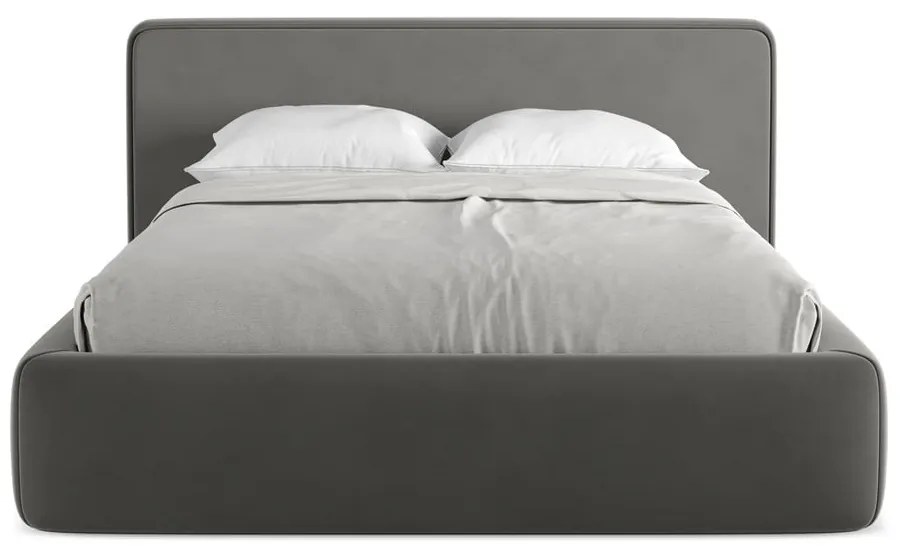 Letto matrimoniale imbottito grigio scuro con contenitore con griglia 180x200 cm Kiana - Makamii