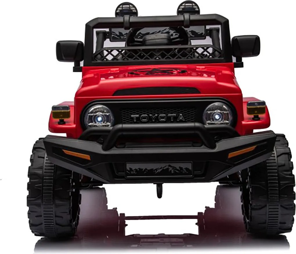 Macchina Elettrica per Bambini Fuoristrada Toyota Fj Cruiser 12V Telecomando Ruote in Gomma e Sedile in Pelle Rosso...