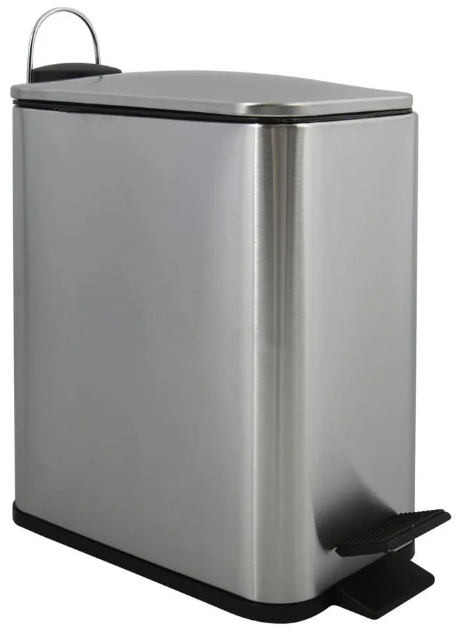 Cestino per la spazzatura color argento opaco in acciaio con pedale 5 l Erik – Spirella